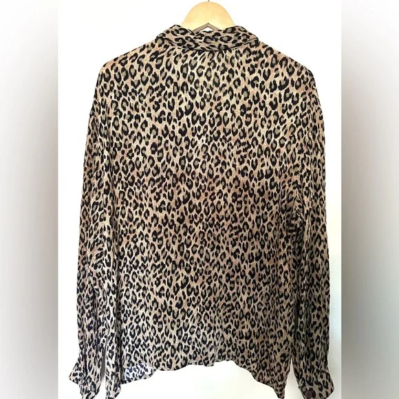 Stonebridge Blouse Women’s Xtra Large Leopard Print Button-Up Long Sleeve - Picture 5 of 7